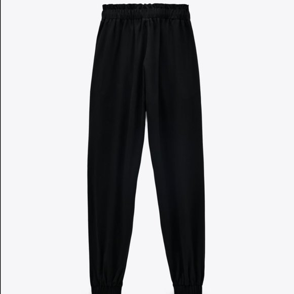 ZARA Black  Paperbag Elastic Waistband Jogger Pants - Picture 6 of 16